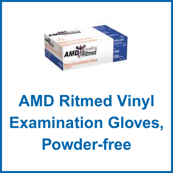 AMD Ritmed Vinyl Examination Gloves, Powder-free