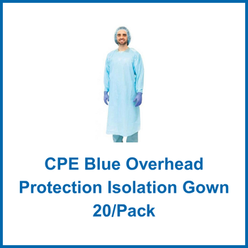 CPE Blue Overhead Protection Isolation Gown 20/Pack
